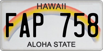 HI license plate FAP758