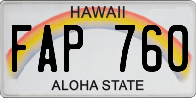 HI license plate FAP760
