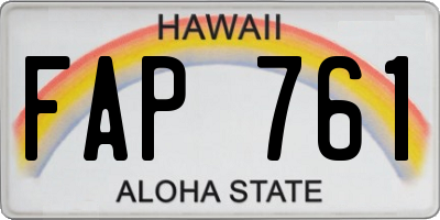 HI license plate FAP761