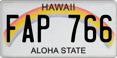 HI license plate FAP766
