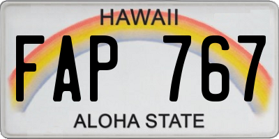 HI license plate FAP767