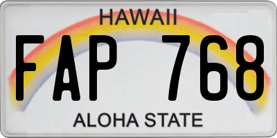 HI license plate FAP768