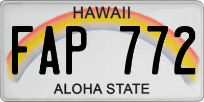 HI license plate FAP772