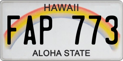HI license plate FAP773