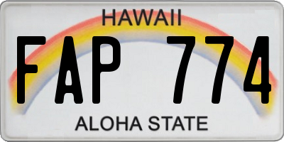 HI license plate FAP774