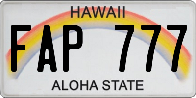 HI license plate FAP777