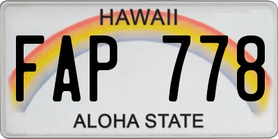 HI license plate FAP778