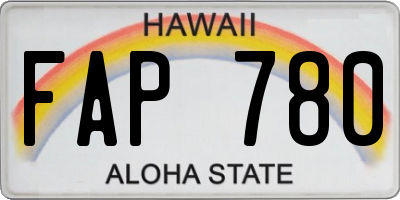 HI license plate FAP780