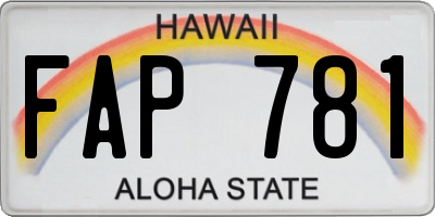 HI license plate FAP781