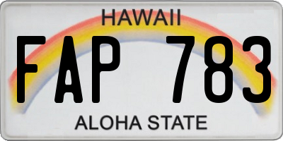 HI license plate FAP783