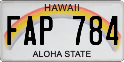 HI license plate FAP784