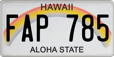 HI license plate FAP785
