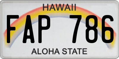 HI license plate FAP786