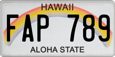 HI license plate FAP789