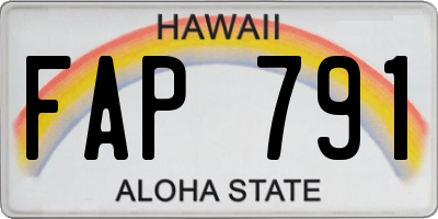 HI license plate FAP791