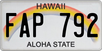 HI license plate FAP792