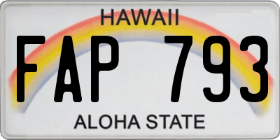 HI license plate FAP793