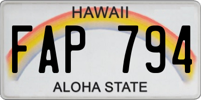 HI license plate FAP794