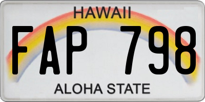 HI license plate FAP798