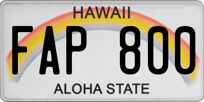 HI license plate FAP800