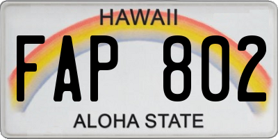 HI license plate FAP802