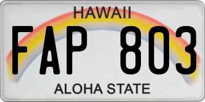 HI license plate FAP803