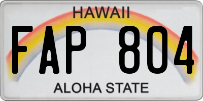 HI license plate FAP804
