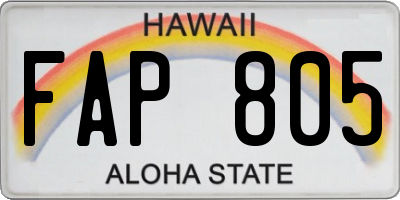 HI license plate FAP805