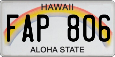HI license plate FAP806