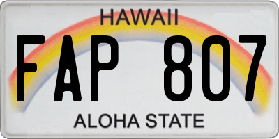 HI license plate FAP807