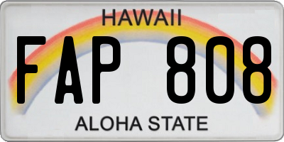 HI license plate FAP808