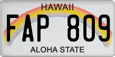 HI license plate FAP809