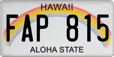 HI license plate FAP815
