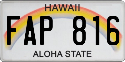 HI license plate FAP816
