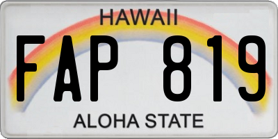 HI license plate FAP819