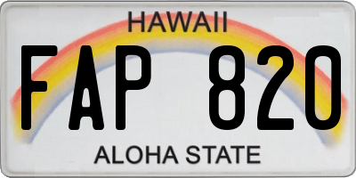 HI license plate FAP820