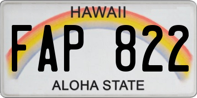 HI license plate FAP822