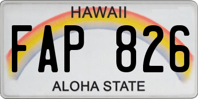 HI license plate FAP826