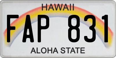 HI license plate FAP831