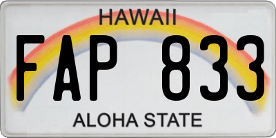 HI license plate FAP833