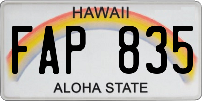 HI license plate FAP835