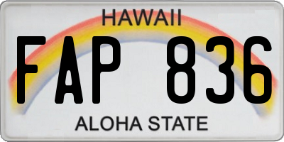 HI license plate FAP836