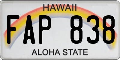 HI license plate FAP838