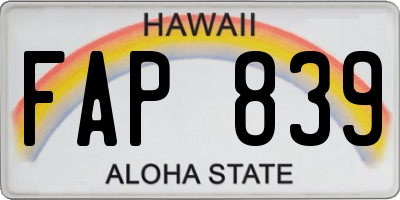 HI license plate FAP839