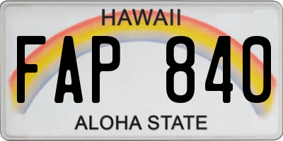 HI license plate FAP840