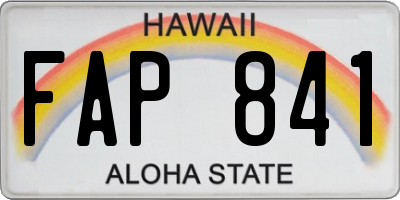 HI license plate FAP841