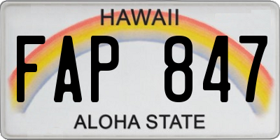 HI license plate FAP847
