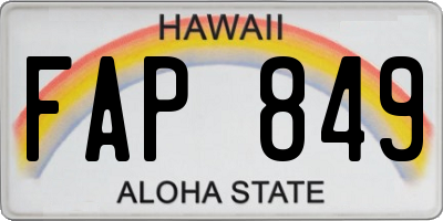 HI license plate FAP849