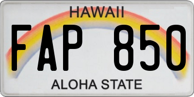 HI license plate FAP850