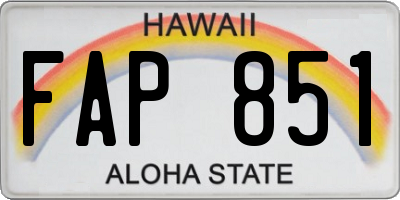 HI license plate FAP851